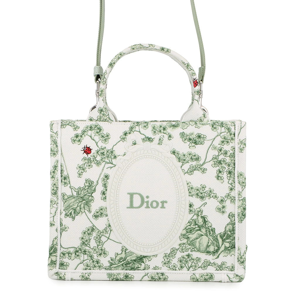 Christian Dior Handbag Book Tote Toile de Jouy Clover Ladybug Bag